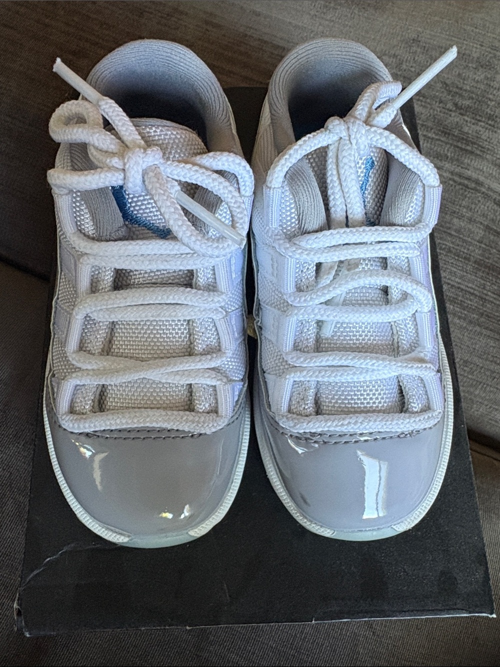 Jordan Kids White Low-Top Sneakers with Gloss Toe
